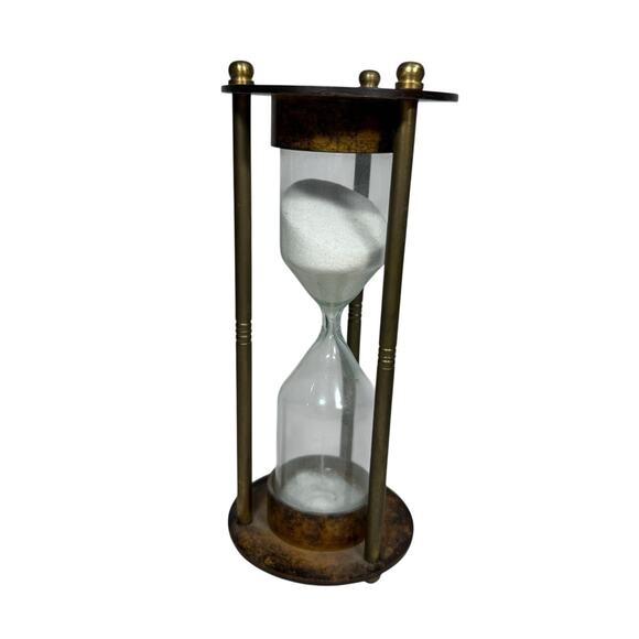 Vintage Decor Hour Glass Hourglass Decor Brass White Sand - Picture 3 of 5
